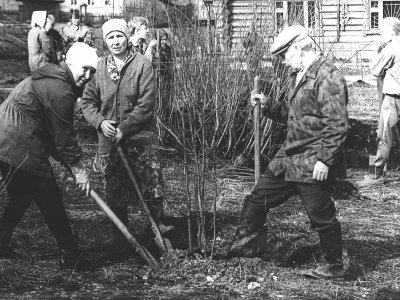 943.3. Закладка парка Победы у здания музея. 1995 год