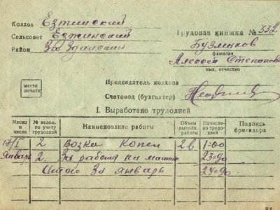 Трудовая книжка Бузмакова Алексея Степановича. Фонды Афанасьевского краеведческого музея