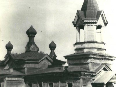 Михайловская церковь в с. Пашино (архитектор И. А. Чарушин). 1960-е гг. Фонды Афанасьевского краеведческого музея. 